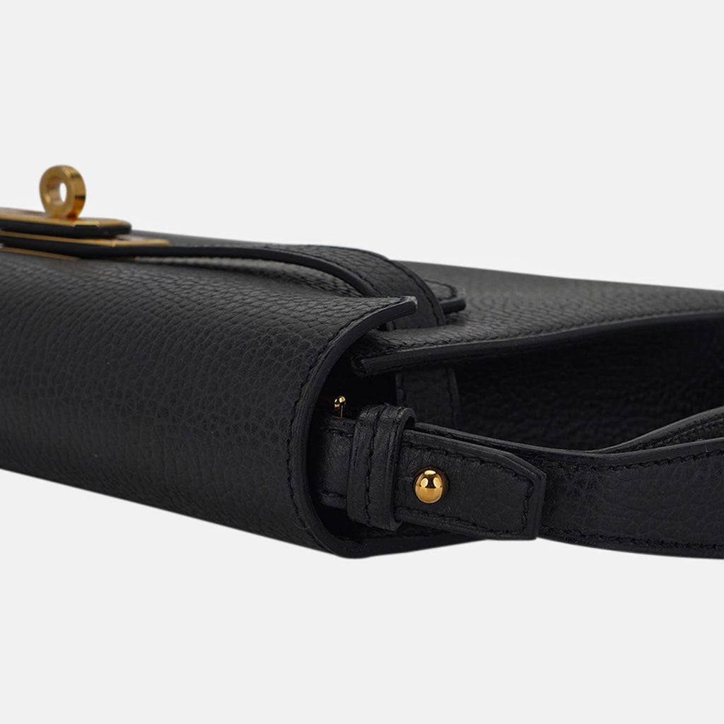 👜Kelly Depeches 25 Pouch Black Galop D’Leather with Gold Hardware