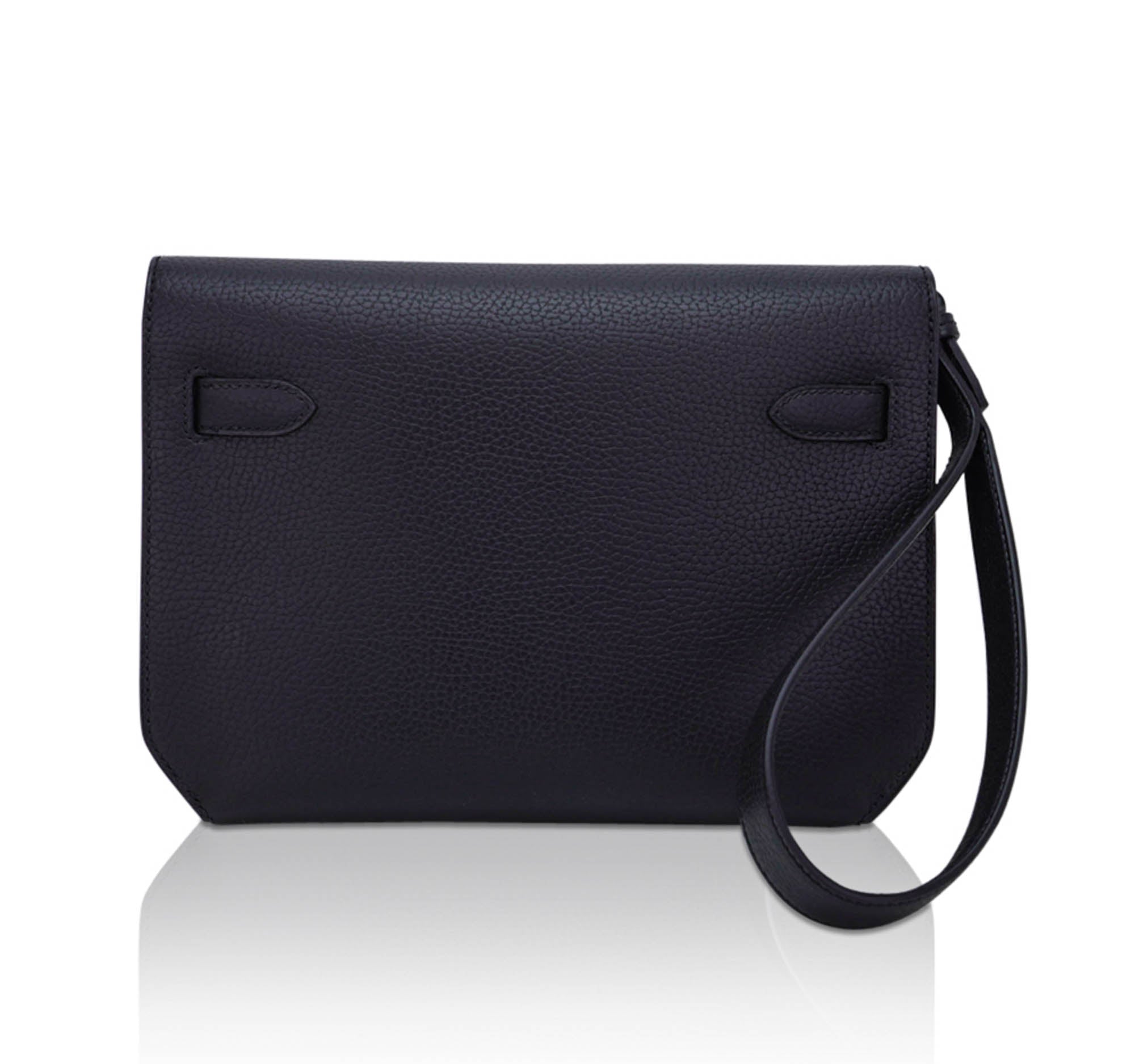 👜Kelly Depeches 25 Pouch Bag Blue Ocean Togo Leather with Palladium Hardware