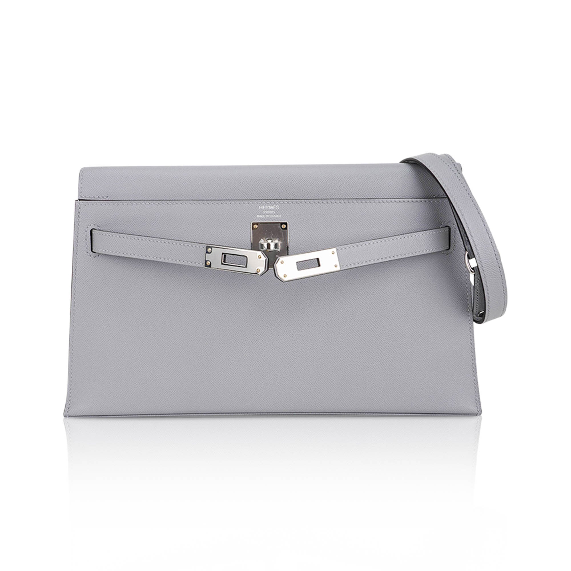 👜Kelly Elan Gris Pantin Veau Madame Leather with Palladium Hardware