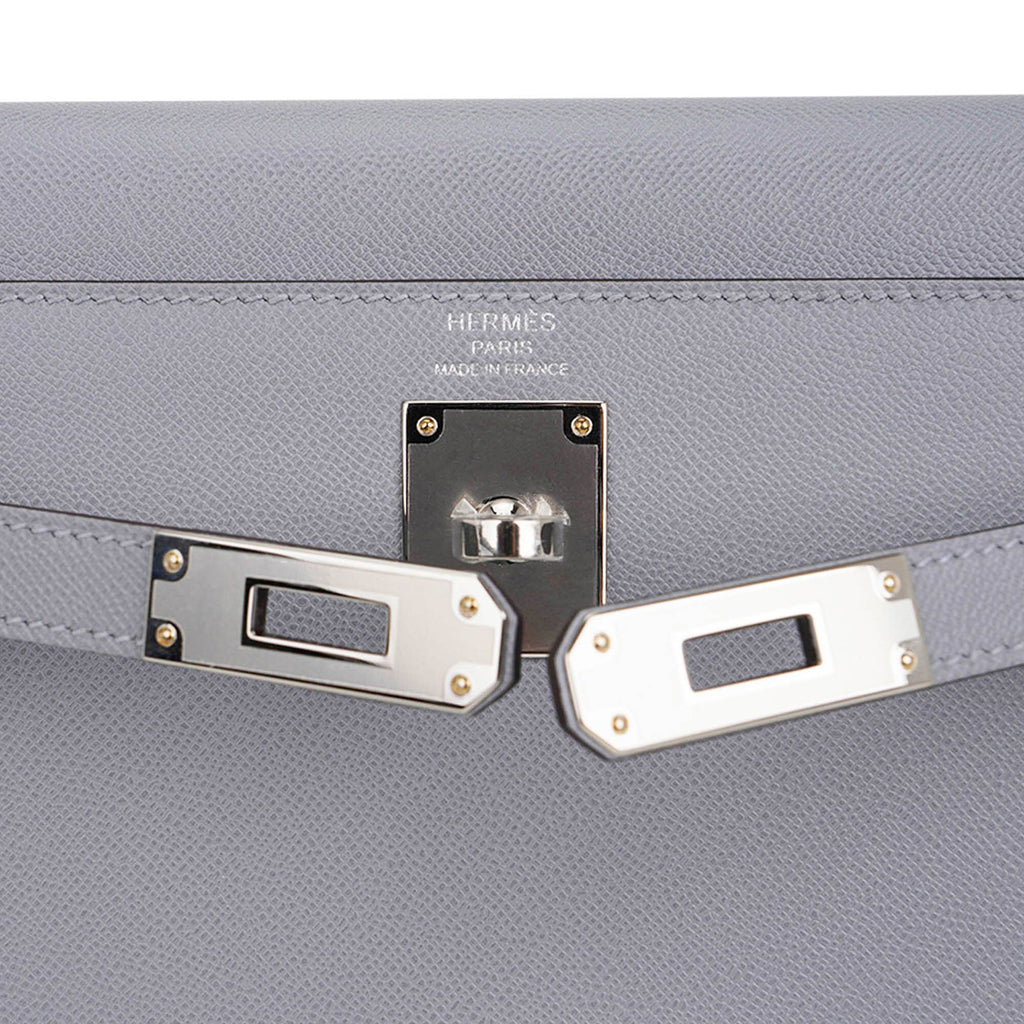👜Kelly Elan Gris Pantin Veau Madame Leather with Palladium Hardware