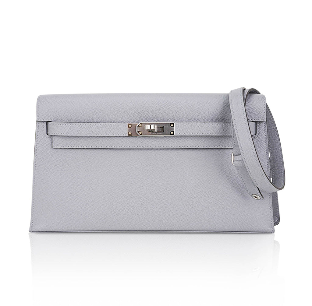 👜Kelly Elan Gris Pantin Veau Madame Leather with Palladium Hardware