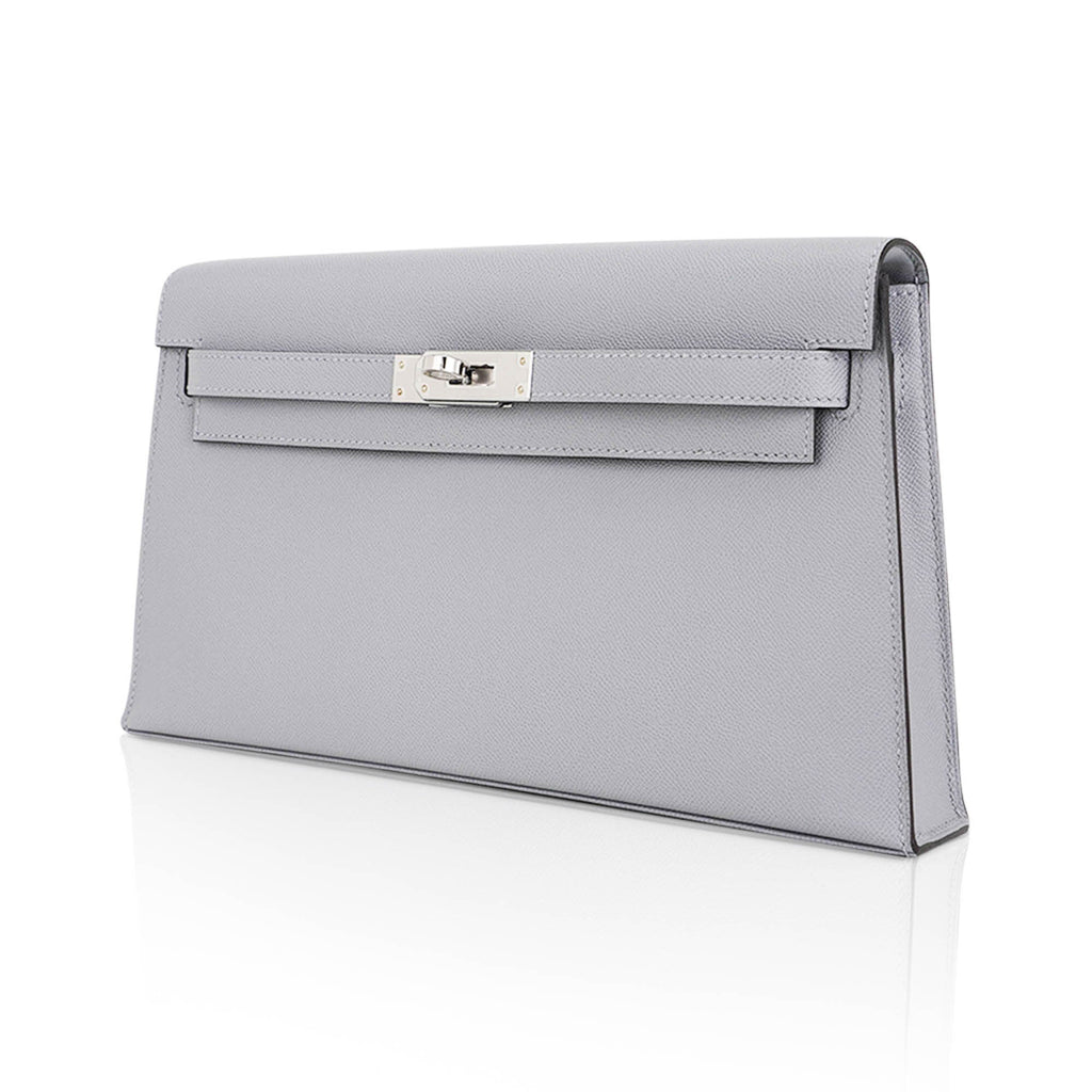 👜Kelly Elan Gris Pantin Veau Madame Leather with Palladium Hardware