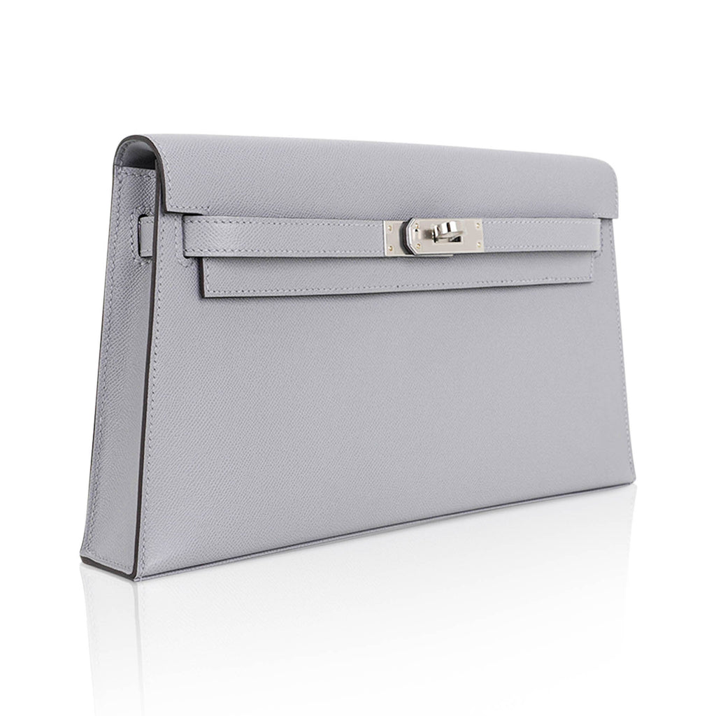 👜Kelly Elan Gris Pantin Veau Madame Leather with Palladium Hardware