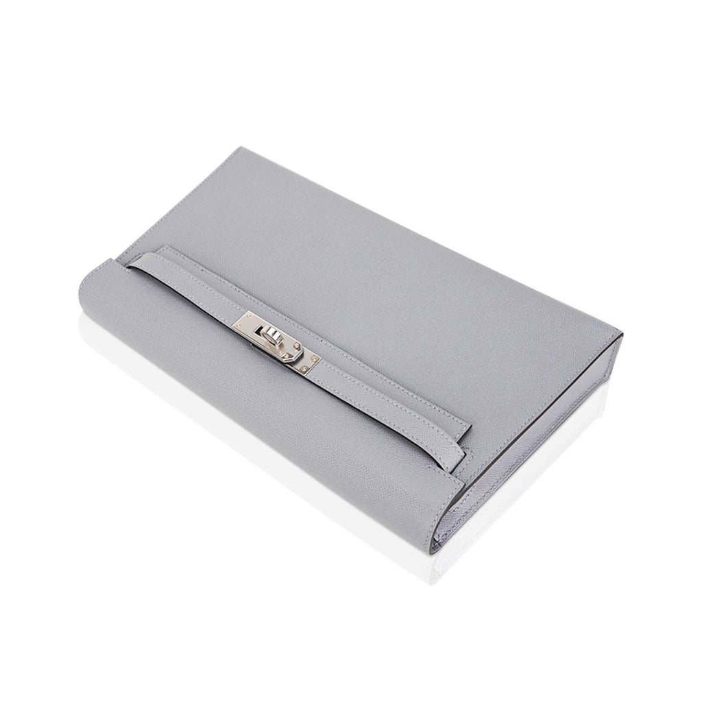 👜Kelly Elan Gris Pantin Veau Madame Leather with Palladium Hardware