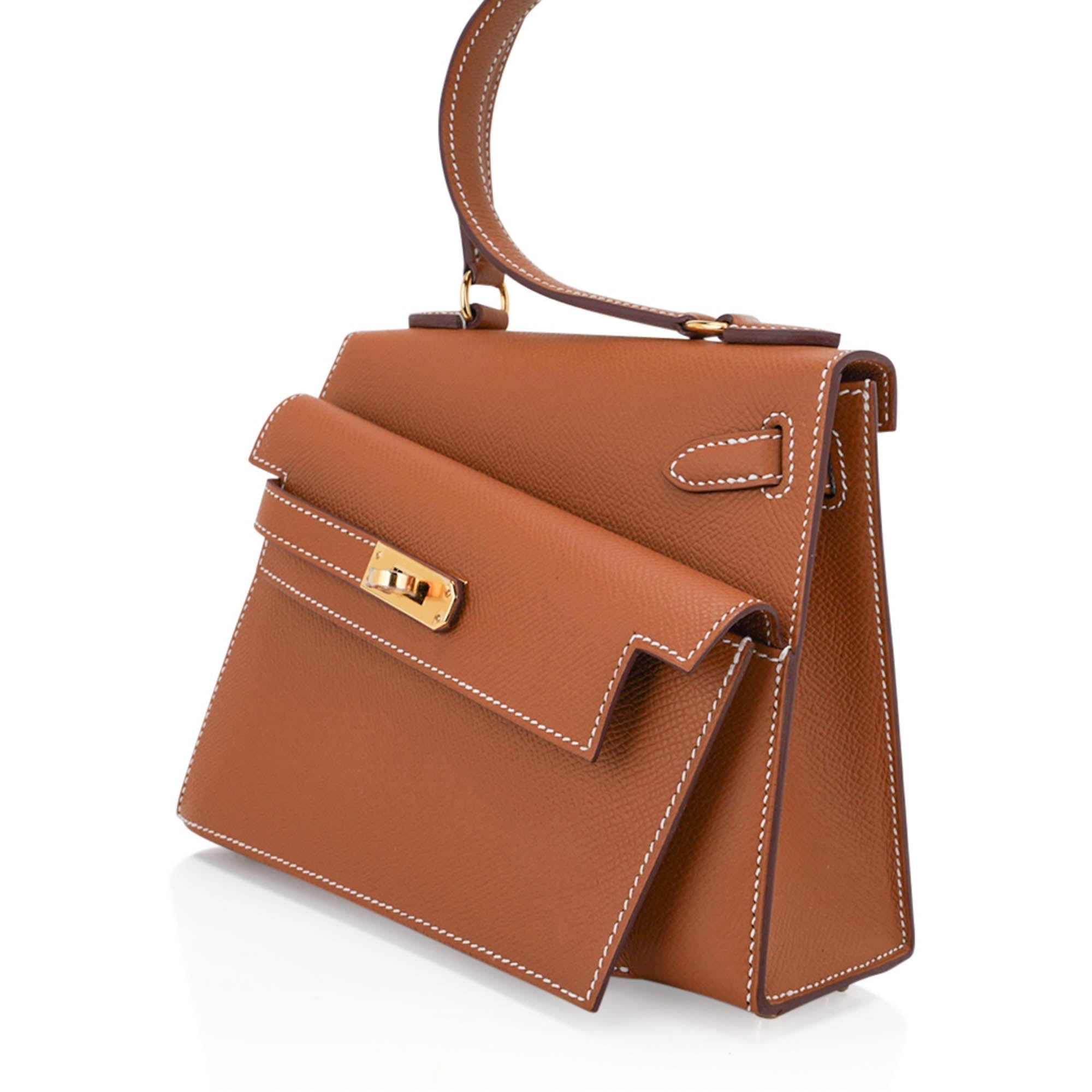 👜Limited Edition Kelly en Desordre Mini 20 Sellier Bag Gold Epsom Leather with Gold Hardware