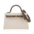 👜Special Order HSS Mini Kelly 20 Bag Sellier Craie & Etoupe Epsom Leather with Gold Hardware