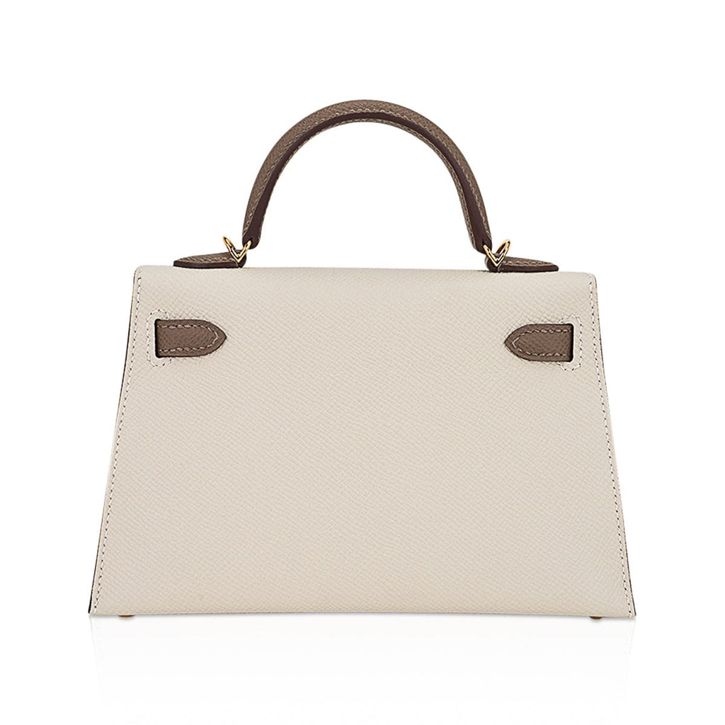 👜Special Order HSS Mini Kelly 20 Bag Sellier Craie & Etoupe Epsom Leather with Gold Hardware