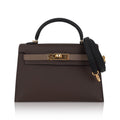 👜Special Order HSS Mini Kelly 20 Sellier Bag Ecorce Etoupe and Black with Gold Hardware