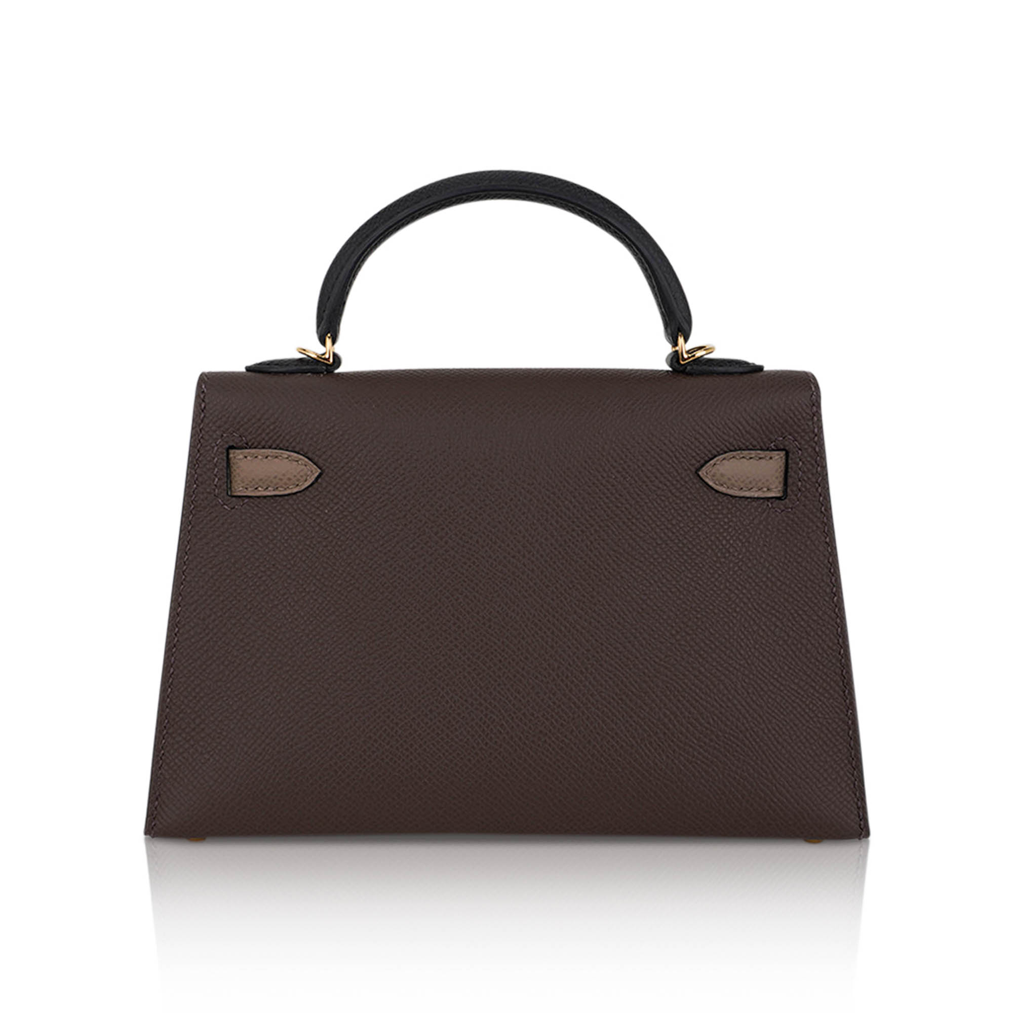 👜Special Order HSS Mini Kelly 20 Sellier Bag Ecorce Etoupe and Black with Gold Hardware