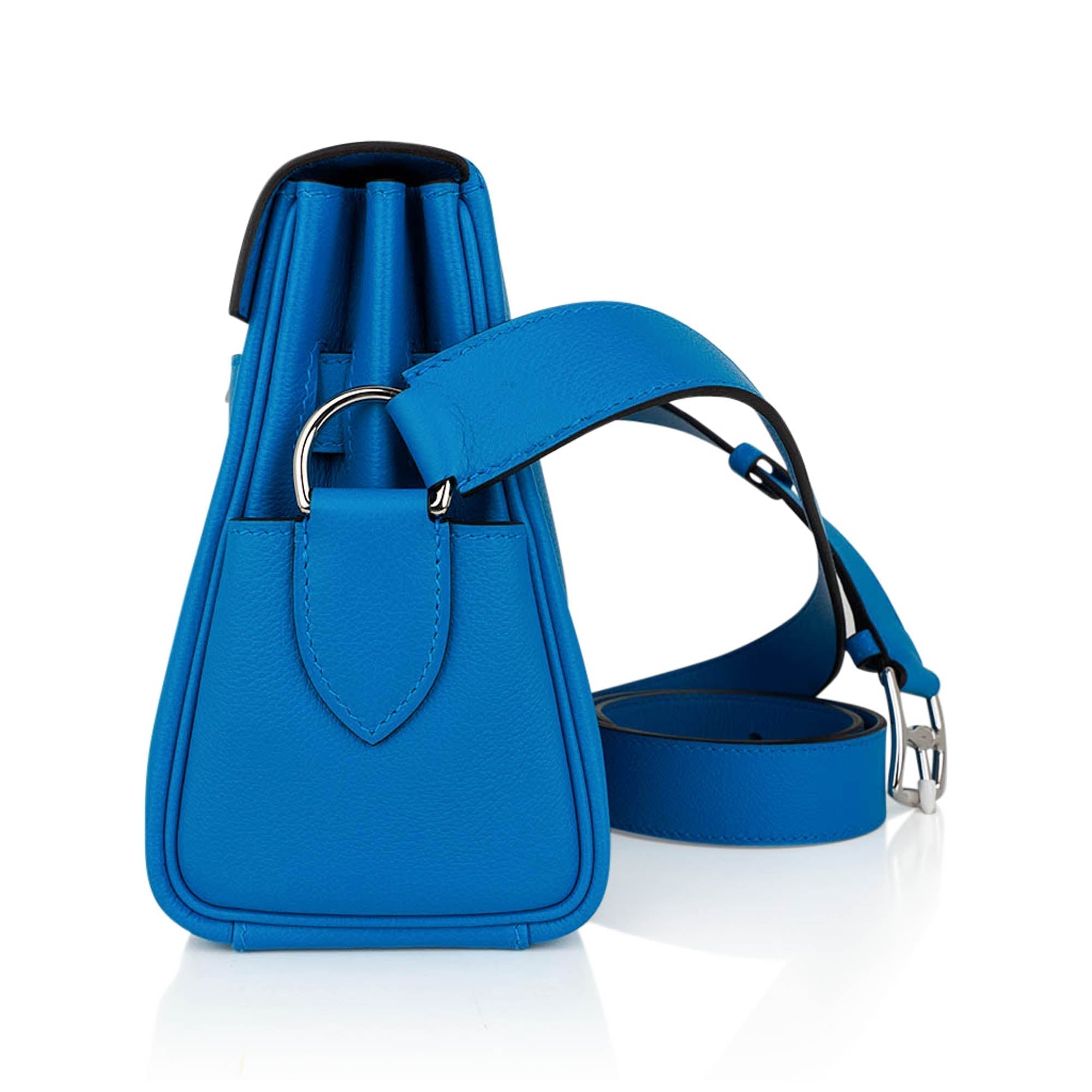 👜Kelly Messenger PM Blue Zanzibar Evercolor Leather with Palladium Hardware