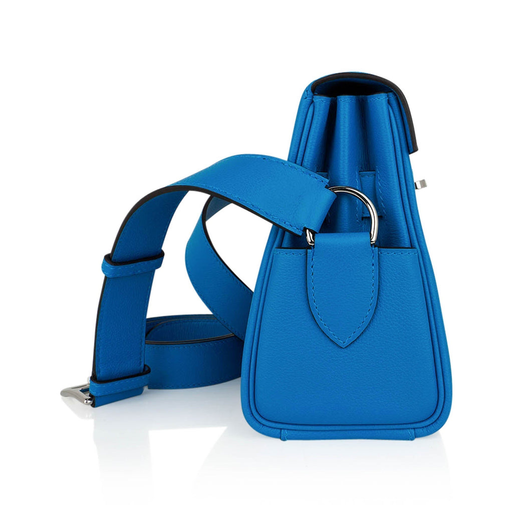 👜Kelly Messenger PM Blue Zanzibar Evercolor Leather with Palladium Hardware