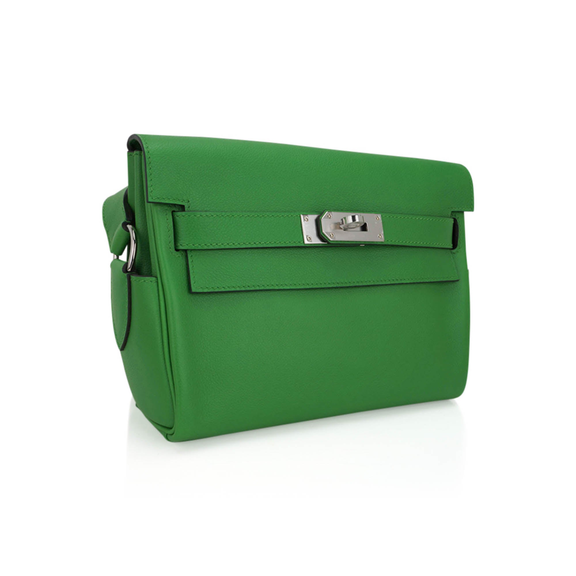 👜Kelly Messenger 25 Bag Vert Yucca Evercolor Leather with Palladium Hardware