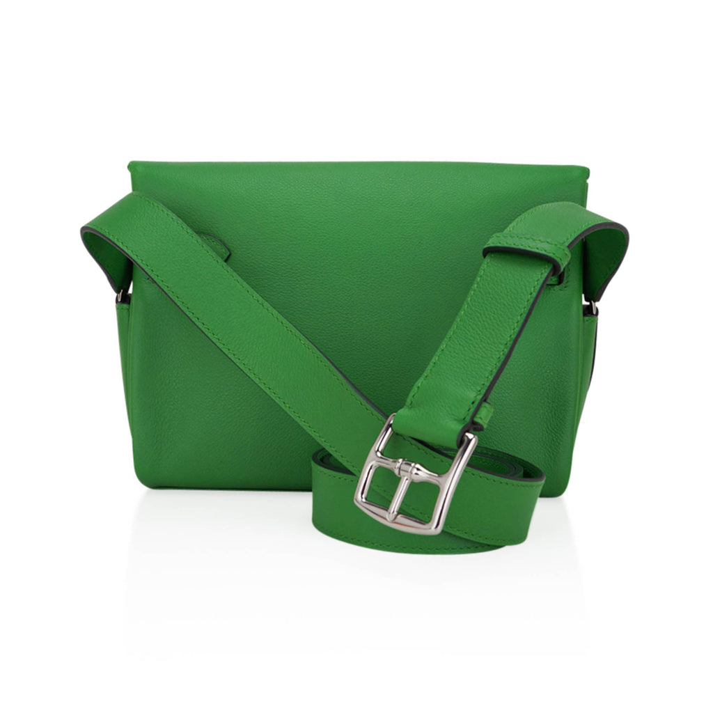 👜Kelly Messenger 25 Bag Vert Yucca Evercolor Leather with Palladium Hardware