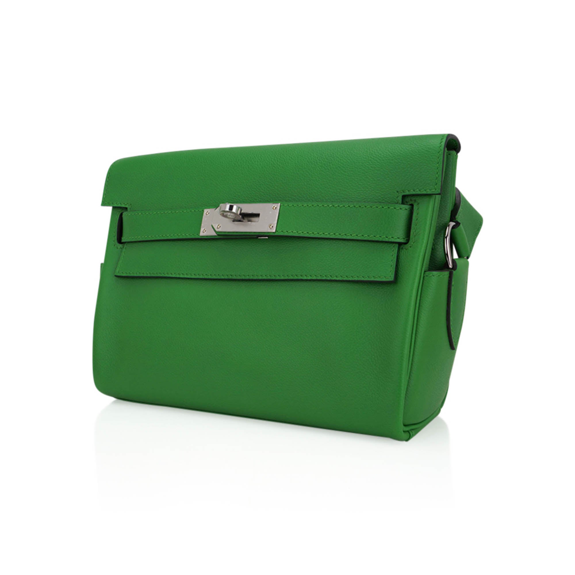 👜Kelly Messenger 25 Bag Vert Yucca Evercolor Leather with Palladium Hardware