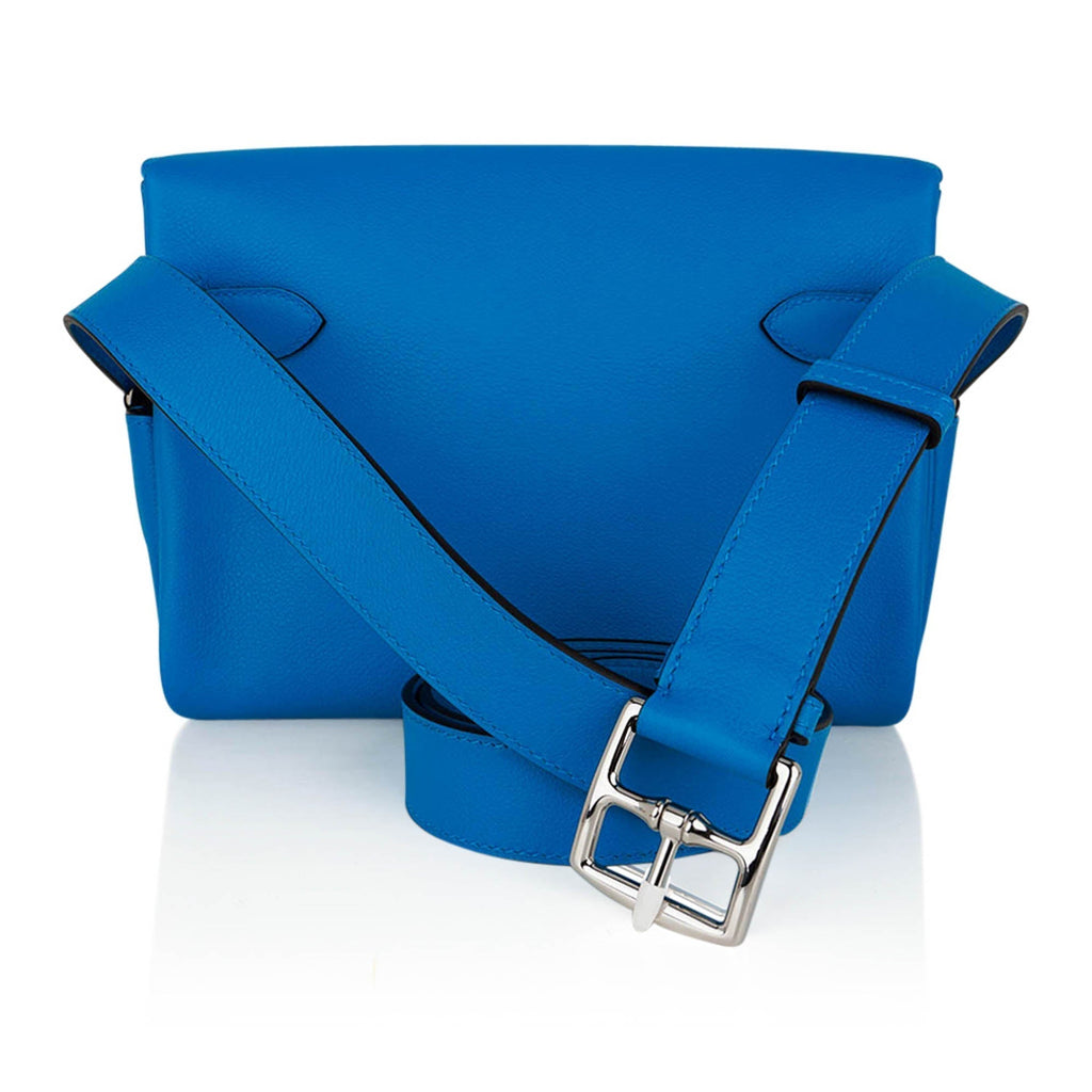 👜Kelly Messenger PM Blue Zanzibar Evercolor Leather with Palladium Hardware