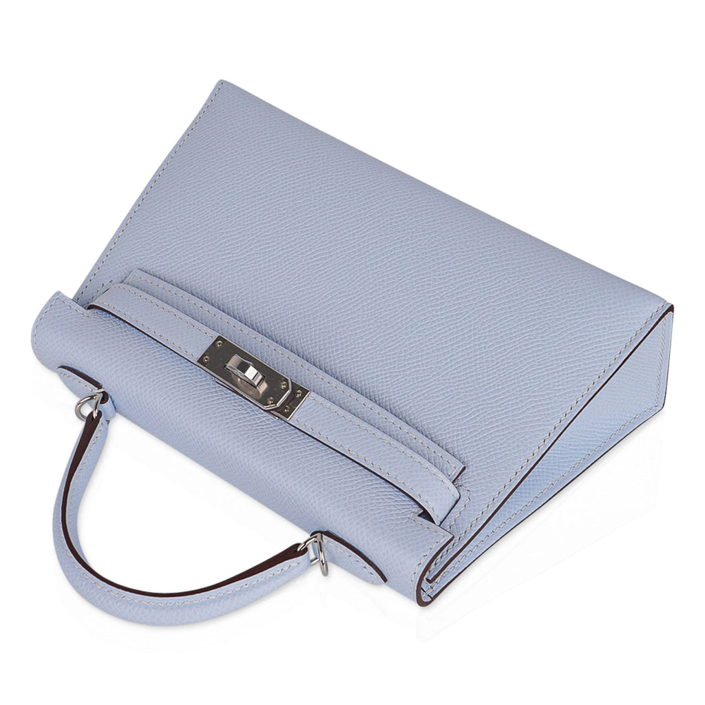 👜Kelly 20 Mini Sellier Bag Blue Brume Epsom Leather Gold Hardware