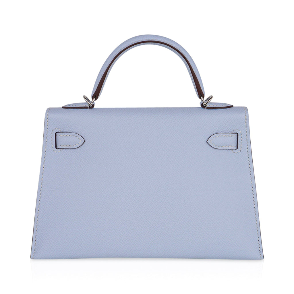 👜Kelly 20 Mini Sellier Bag Blue Brume Epsom Leather Gold Hardware