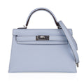 👜Kelly 20 Mini Sellier Bag Blue Brume Epsom Leather Gold Hardware