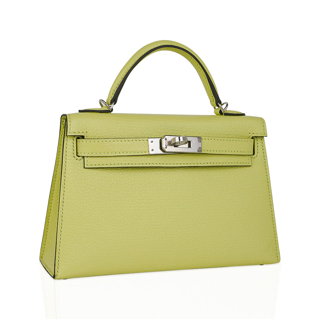 👜Mini Kelly 20 Bag Sellier Jaune Bourgeon Chevre Leather with Palladium Hardware
