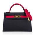 👜Kelly 20 Sellier Mini HSS Bag Black / Rose Extreme Epsom Gold Hardware