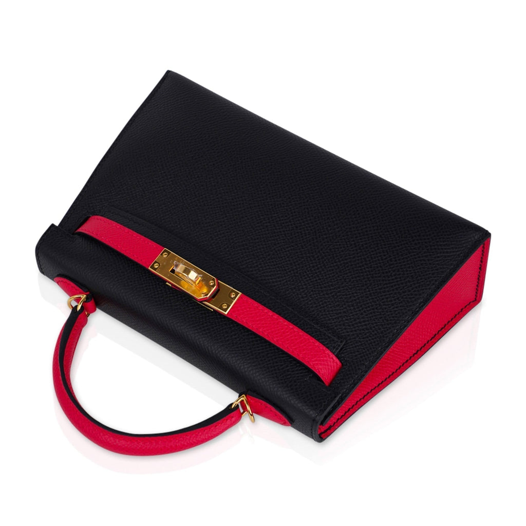 👜Kelly 20 Sellier Mini HSS Bag Black / Rose Extreme Epsom Gold Hardware