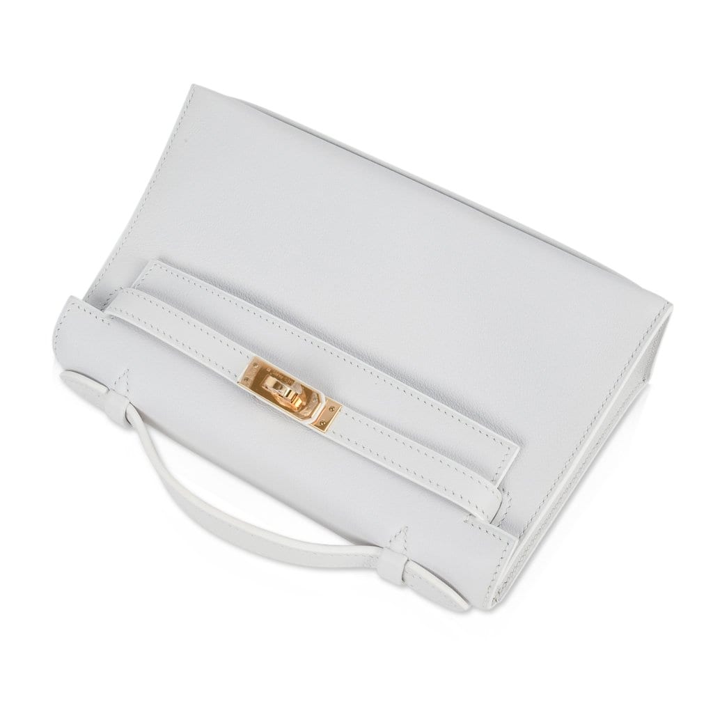 👜Kelly Pochette Clutch Bag Very Rare White Gold Hardware
