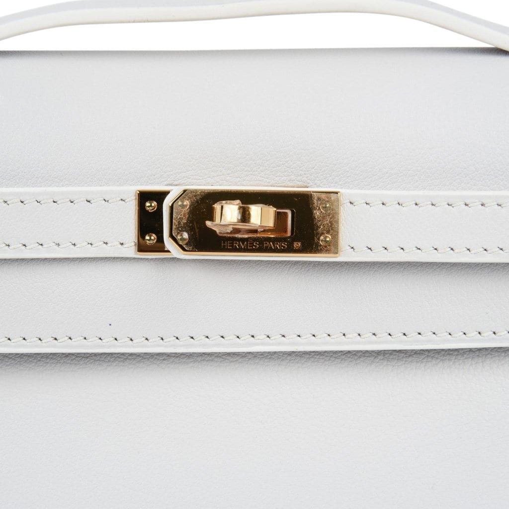 👜Kelly Pochette Clutch Bag Very Rare White Gold Hardware