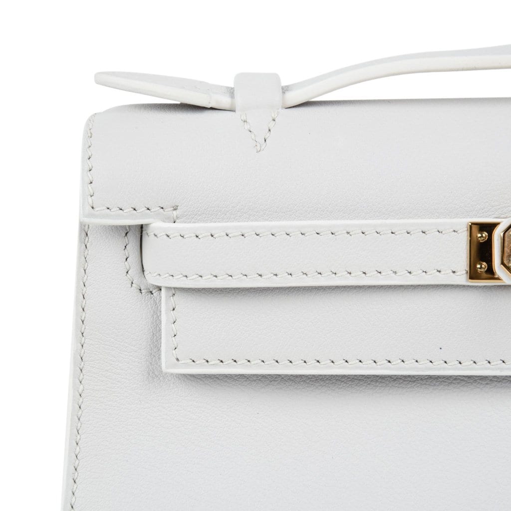 👜Kelly Pochette Clutch Bag Very Rare White Gold Hardware