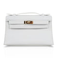 👜Kelly Pochette Clutch Bag Very Rare White Gold Hardware