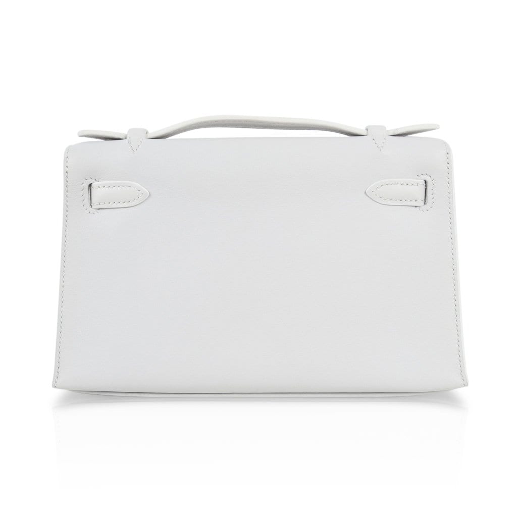 👜Kelly Pochette Clutch Bag Very Rare White Gold Hardware