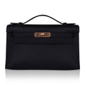 👜Kelly Pochette Bag Black Rose Gold Hardware Clutch