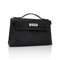 👜Kelly Pochette Clutch Bag Black Swift Leather with Palladium Hardware