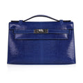 👜Kelly Pochette Bag Blue Sapphire Lizard Clutch Palladium Hardware