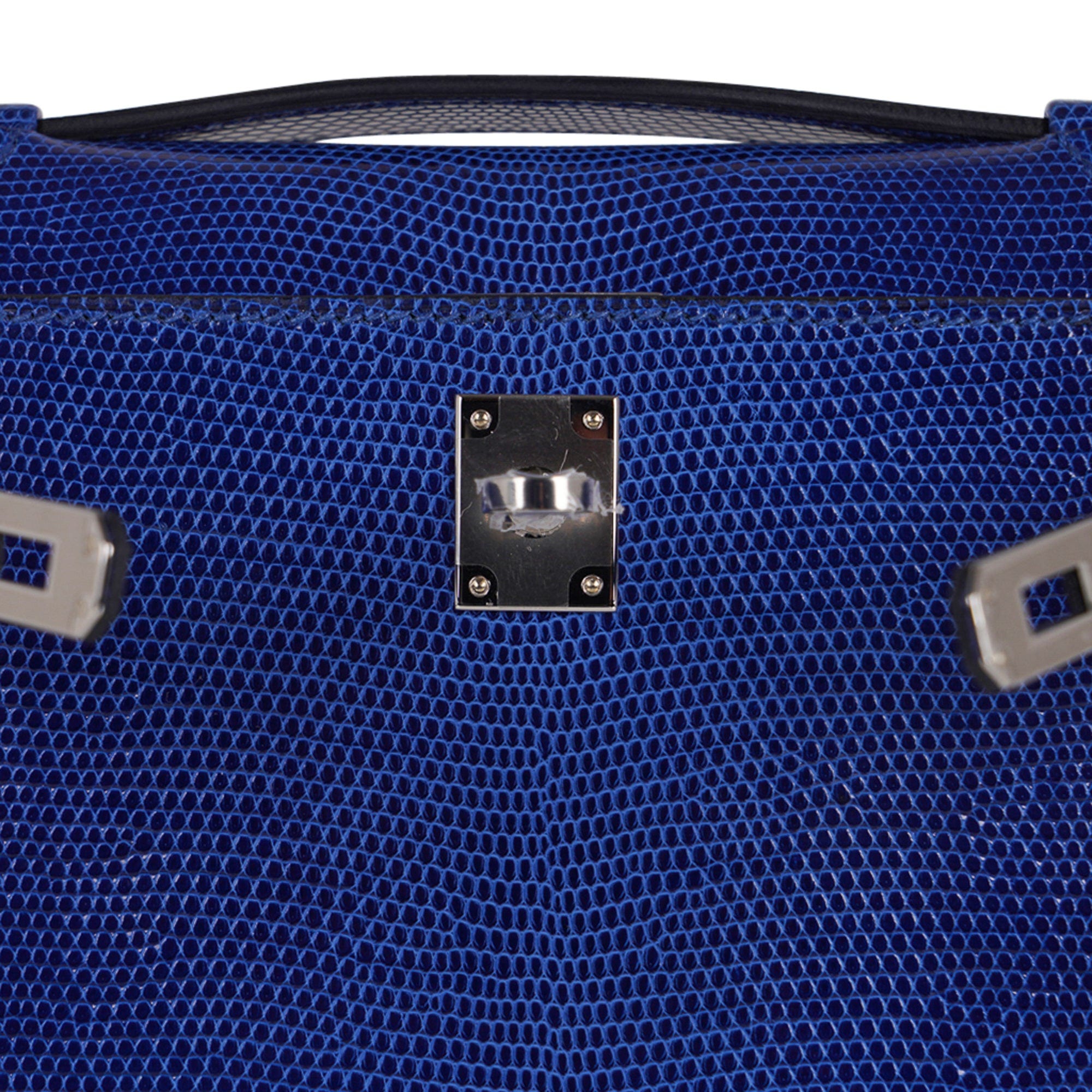 👜Kelly Pochette Bag Blue Sapphire Lizard Clutch Palladium Hardware