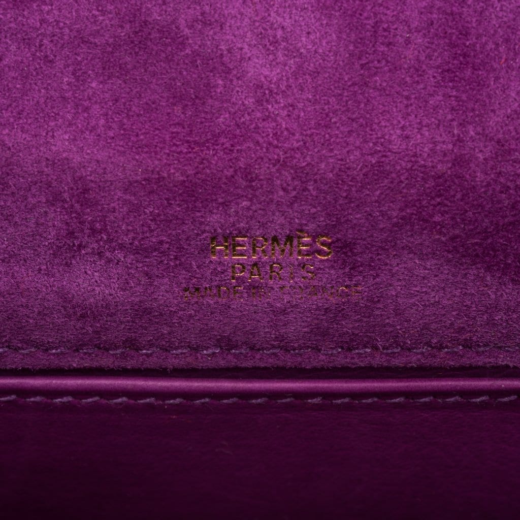 👜Kelly Pochette Doblis (Suede) Violet Purple Clutch Bag Gold