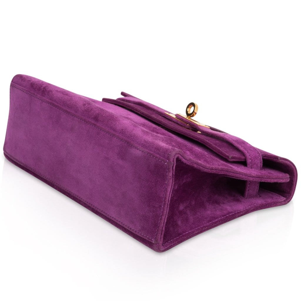 👜Kelly Pochette Doblis (Suede) Violet Purple Clutch Bag Gold