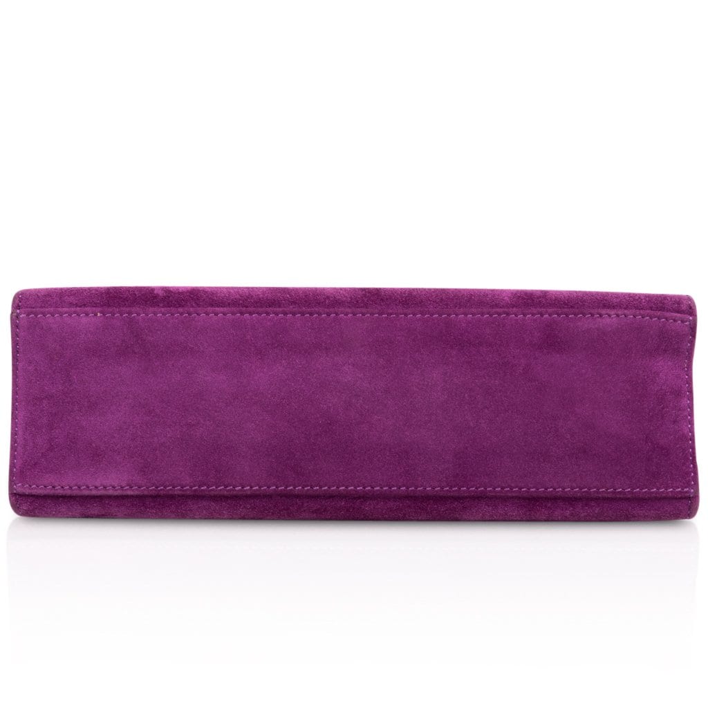 👜Kelly Pochette Doblis (Suede) Violet Purple Clutch Bag Gold