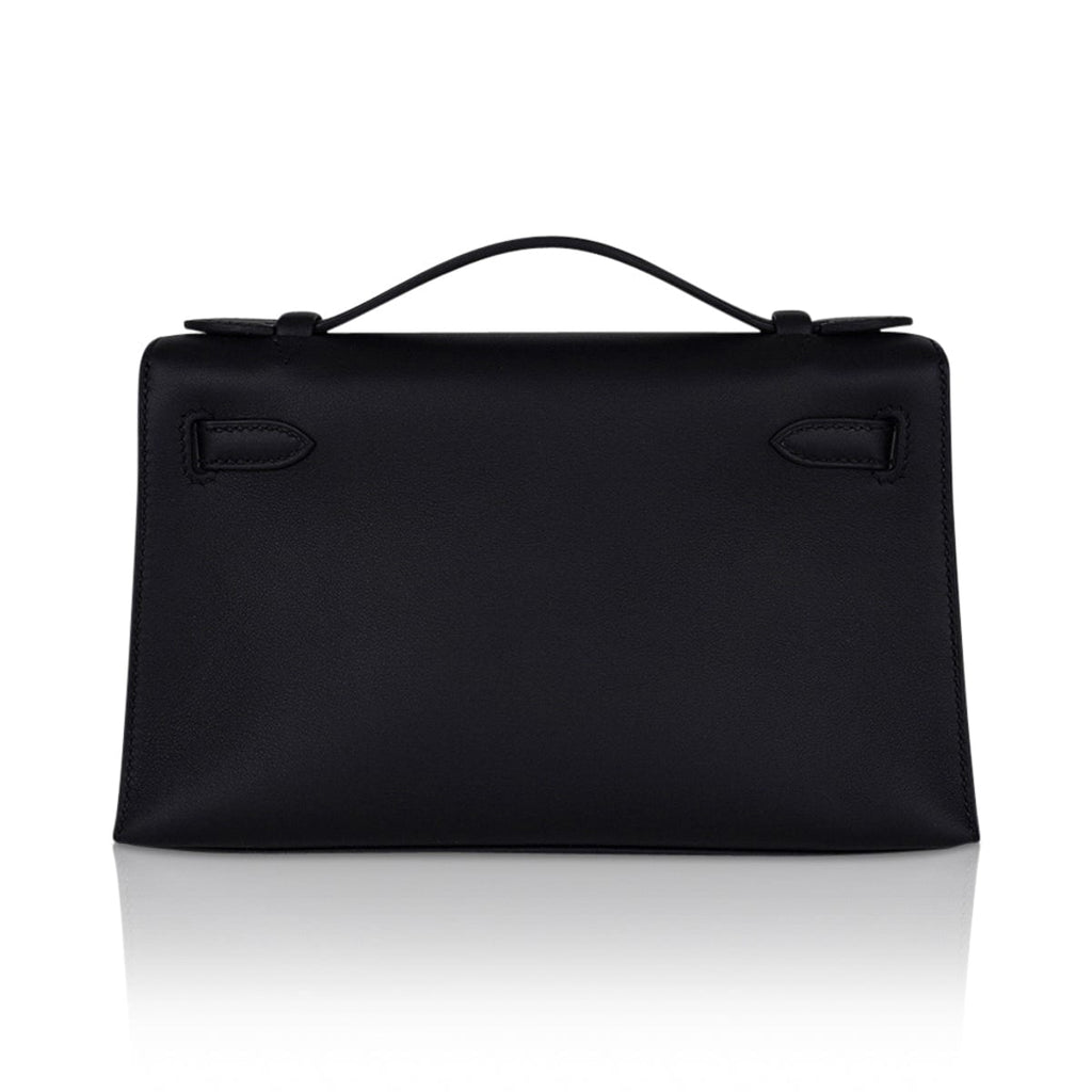 👜Kelly Pochette Bag Black Rose Gold Hardware Clutch