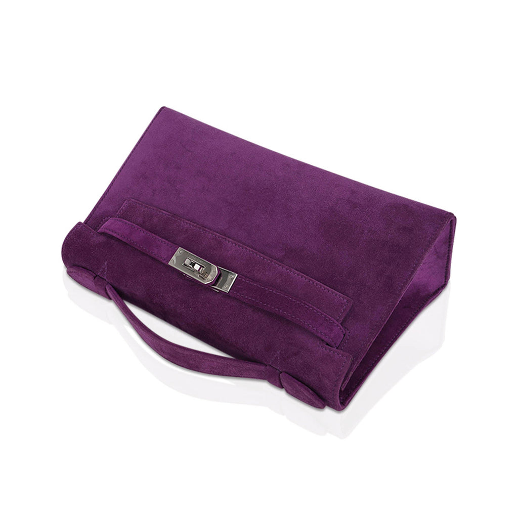 👜Limited Edition Kelly Pochette Violet Doblis Clutch Bag with Palladium Hardware