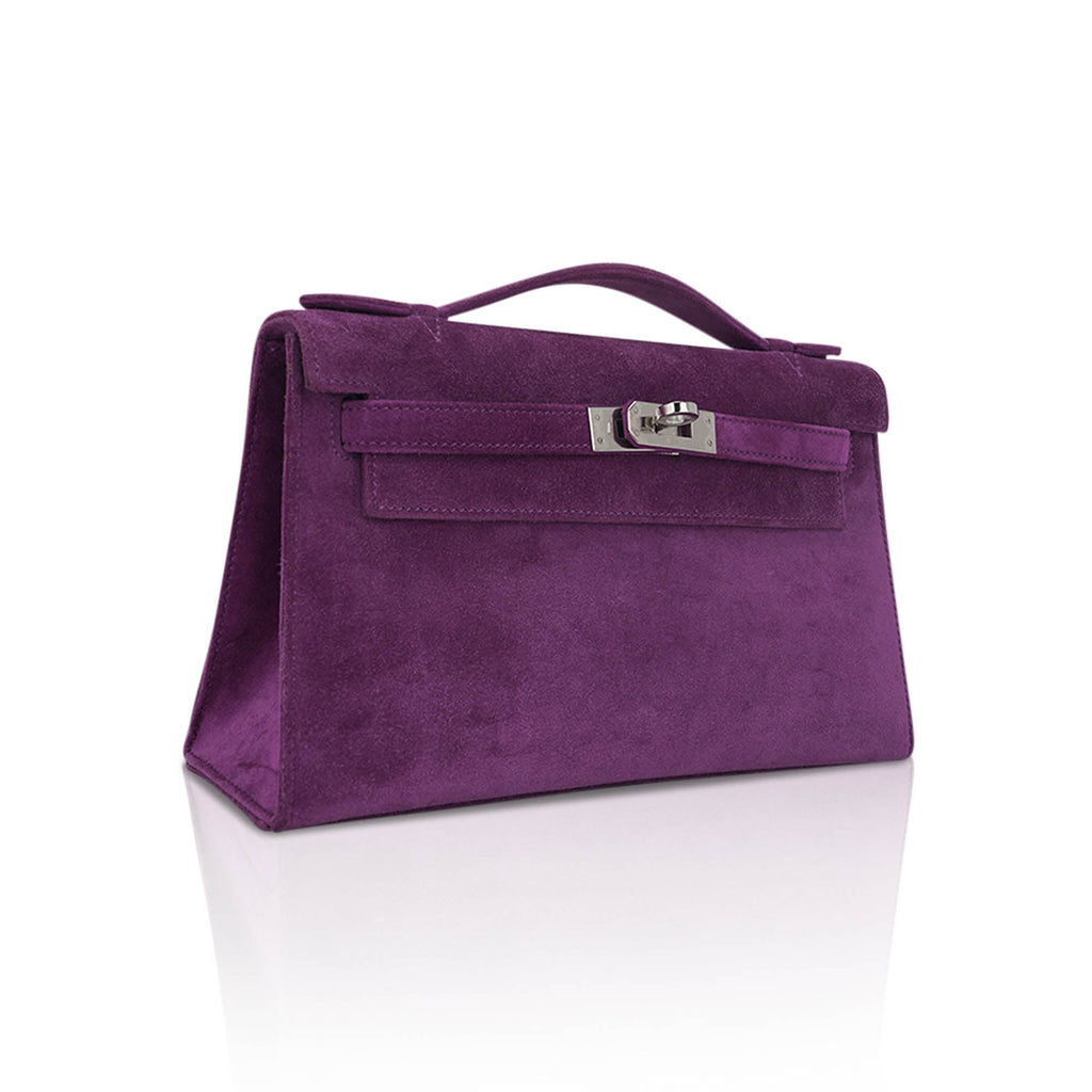 👜Limited Edition Kelly Pochette Violet Doblis Clutch Bag with Palladium Hardware