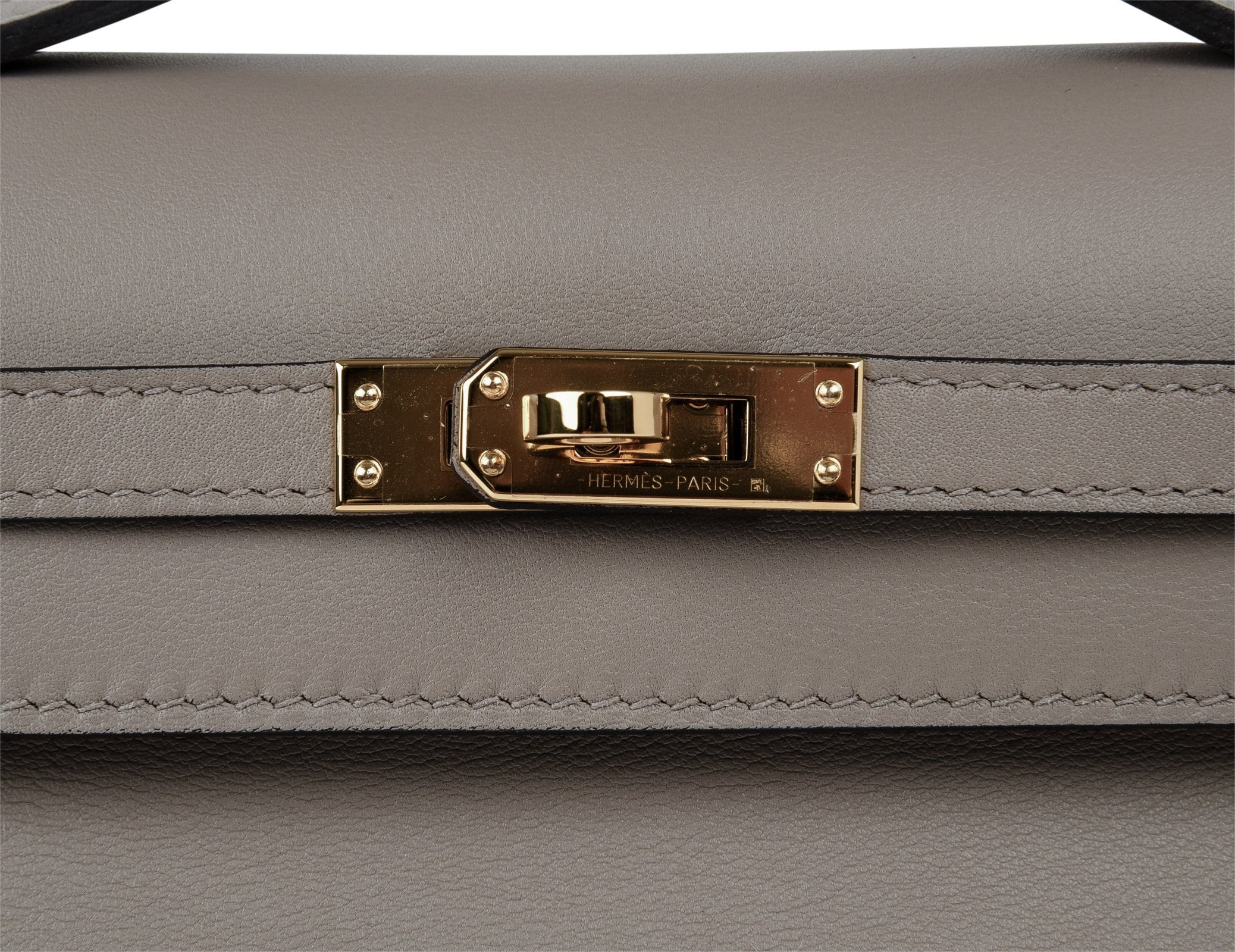 👜Kelly Pochette Gris Asphalte Swift Gold Hardware