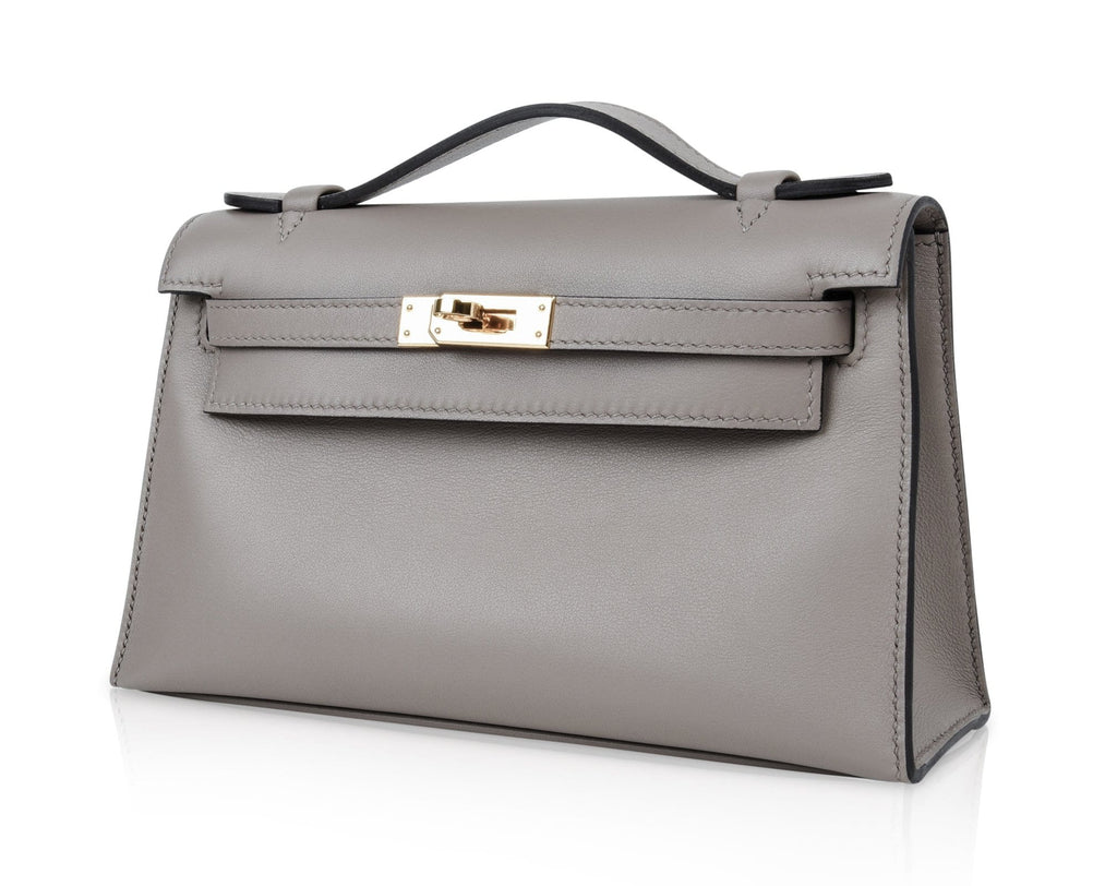👜Kelly Pochette Gris Asphalte Swift Gold Hardware