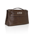 👜Kelly Pochette Clutch Gris Elephant Crocodile Bag