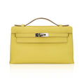 👜Kelly Pochette Clutch Bag Jaune De Naples Swift Leather with Palladium Hardware