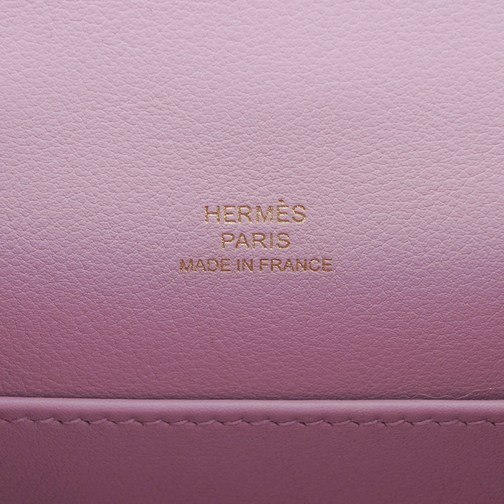 👜Kelly Pochette Clutch Bag Mauve Sylvestre Swift Leather with Rose Gold Hardware