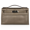 👜Kelly Pochette Metallic Bronze Clutch Bag Chevre Palladium