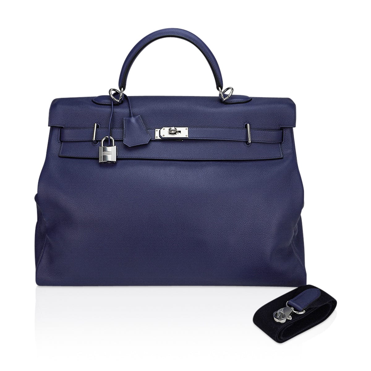 👜Kelly 50 Voyage Blue De Malte Bag Palladium Hardware Novillo Leather Limited Edition