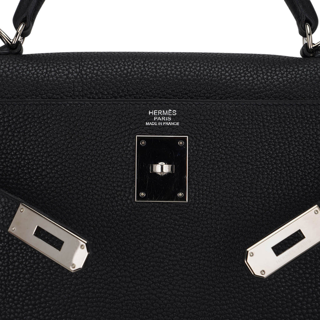 👜Kelly 32 Retourne Bag Black Togo Leather with Palladium Hardware