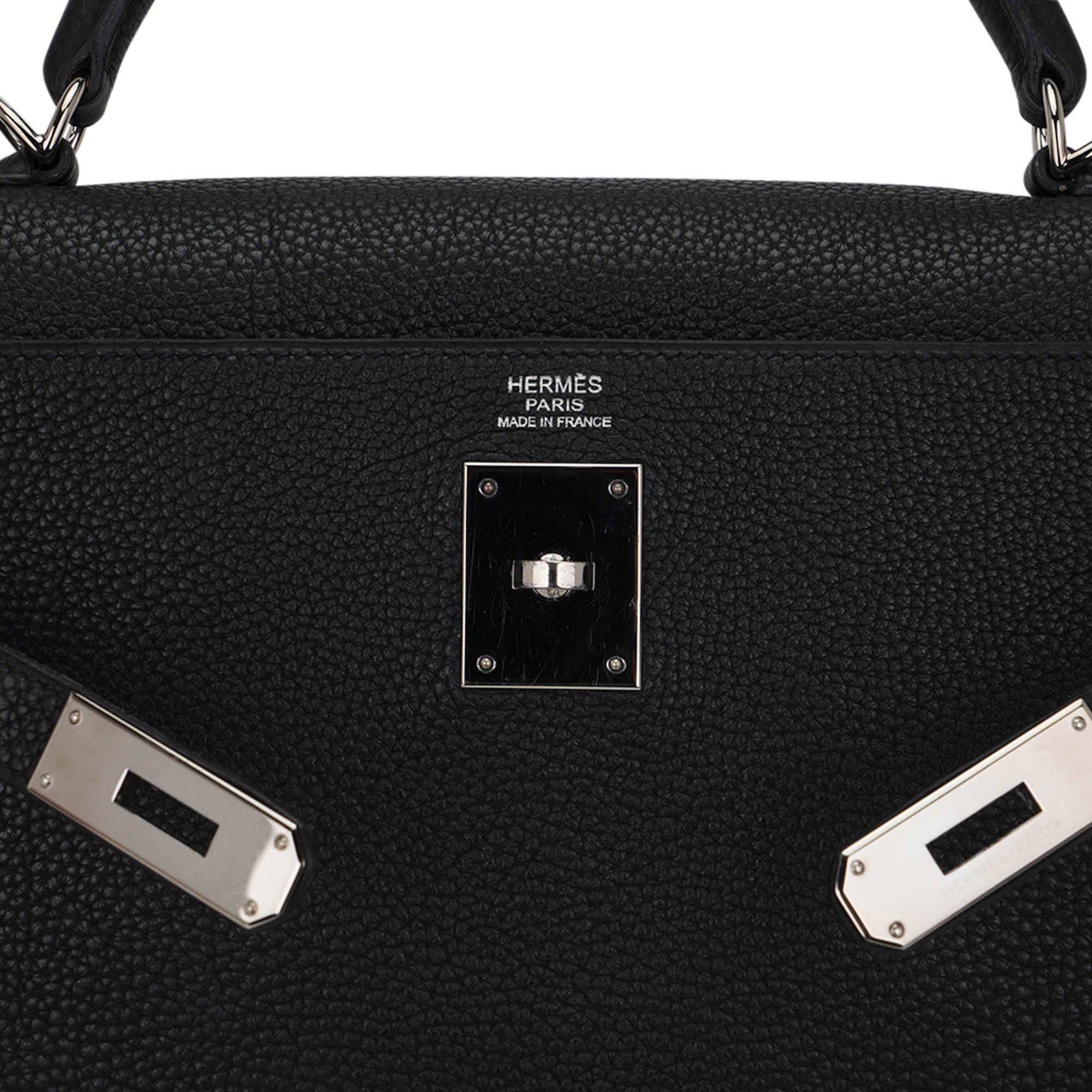 👜Kelly 32 Retourne Bag Black Togo Leather with Palladium Hardware