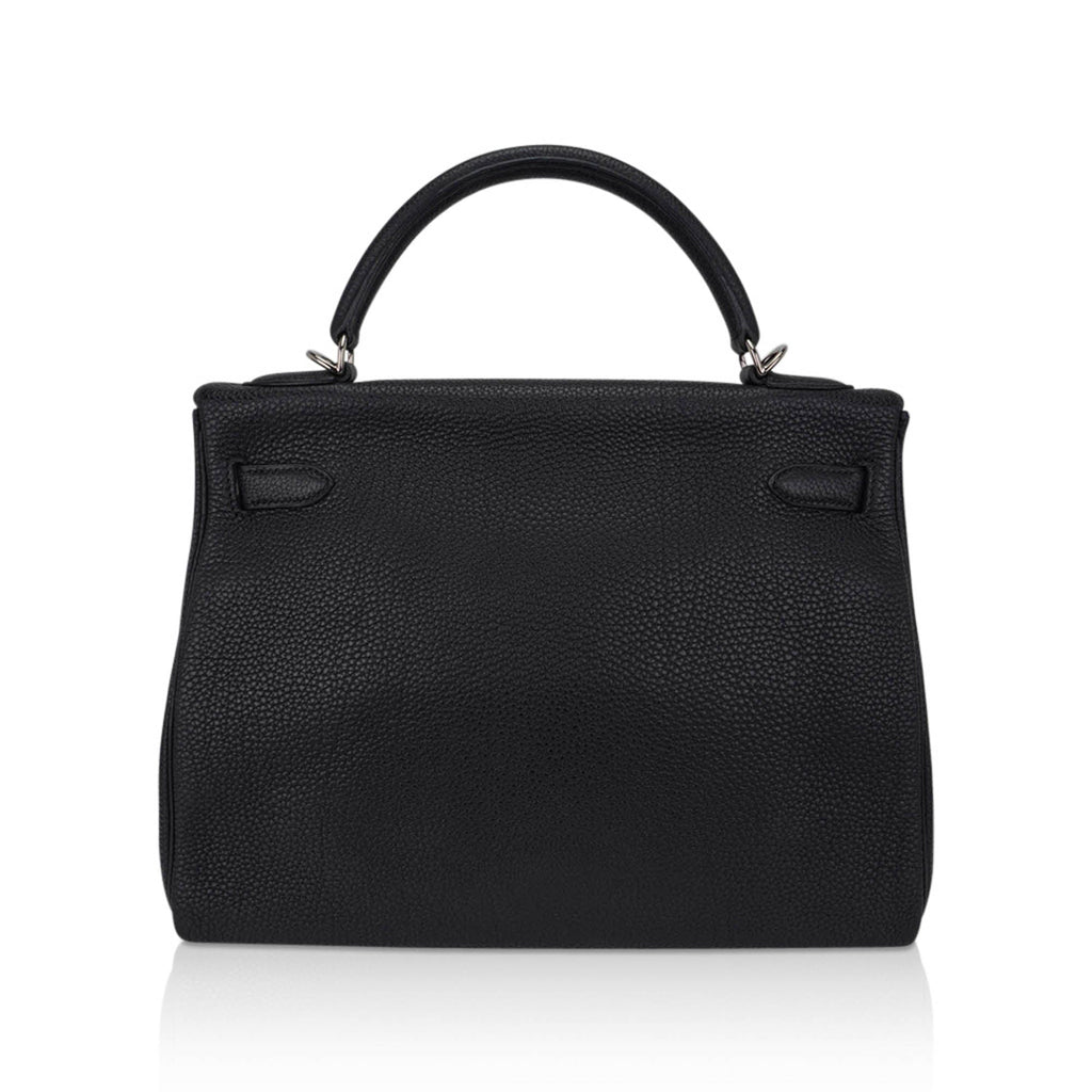 👜Kelly 32 Retourne Bag Black Togo Leather with Palladium Hardware